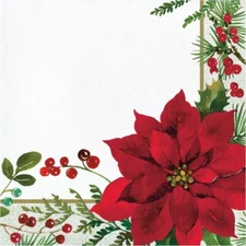 Posh Poinsettia Lunch Napkins Paper 16 Pack Winter Christmas Party Tableware