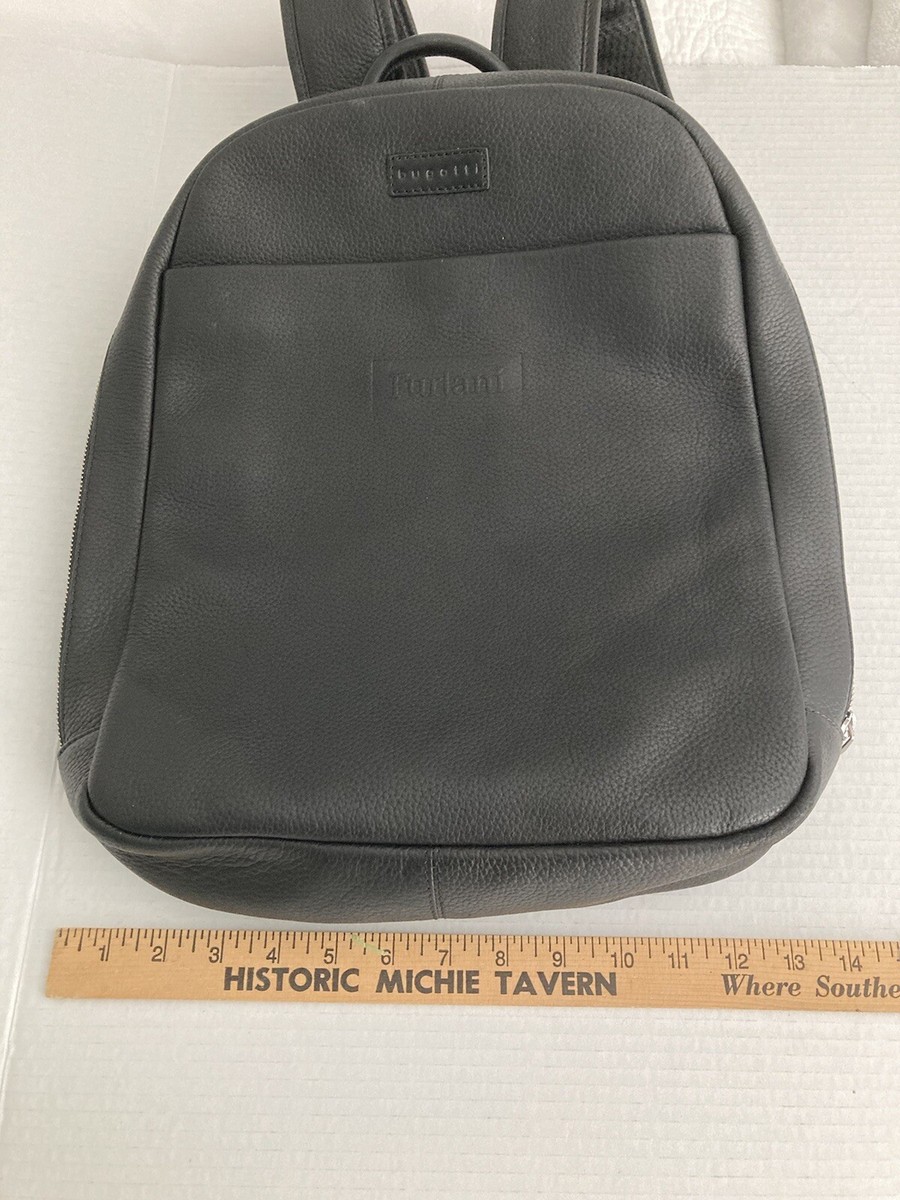 BUGATTI Black Leather Backpack Book Bag with Dust Cover NWOT  display picture 1