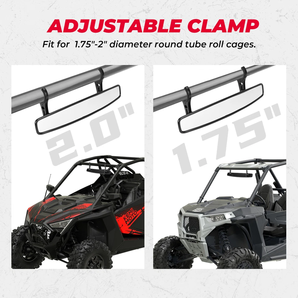 Espejo retrovisor central UTV con abrazadera de 1,75" 2" para Polaris RZR Yamaha Honda Talon Foto 4 de 4