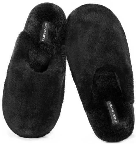 Women'S Fuzzy Scuff Slippers Soft Comfy Memory Foam Non-Slip Indoor House Shoes