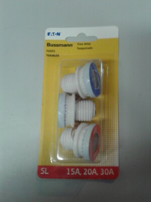 Eaton Bussmann 15A Time Delay Indicating Fuse – SL Series, 4-Pack (125VAC)