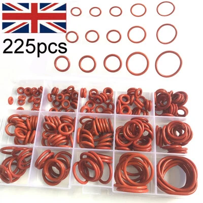 225PCS Red Silicon O-ring Washer Seal Kit Set Assortment Ring Box Oring Set