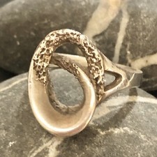 Artisan Made Hammered Sterling Unique Swirl Design Ring Tested Size 7