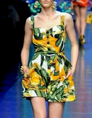 AUTH RUNWAY SS 2012 Dolce Gabbana zucchini printed romper-dress