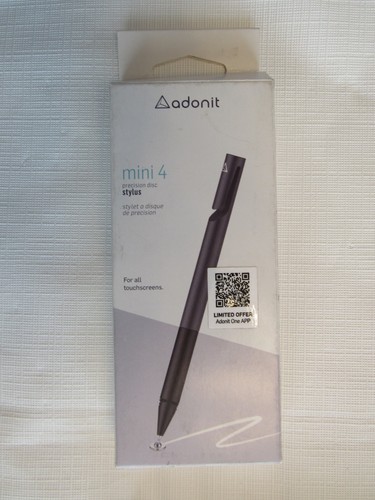 Adonit Mini 4 (Dark Grey) Pocket Stylus Precision Disc, Laser Cut Clip Easy Carr