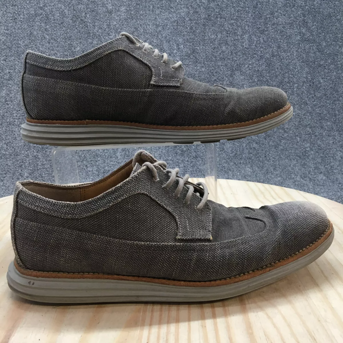 Cole Haan Shoes Mens 10M Gray Lunargrand Wingtip Oxford Canvas