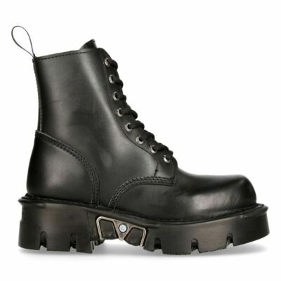 New Rock Mili-084N-S3 Black Gothic Boots Military Unisex 8 Hole Biker Shoes Goth