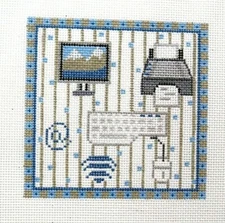 Danji /CH Designs Computer Theme Square Handpainted HP Needlepoint Canvas 