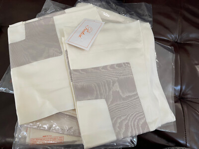 Pratesi Italy New 2pc Euro Shams 100% Cotton Neo Moire Ivory/English Rose