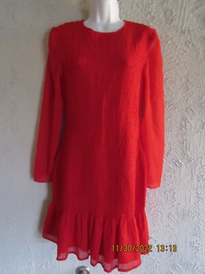 Leith nwt sz S red festive holiday sress elastic body con long tapered  sleeves
