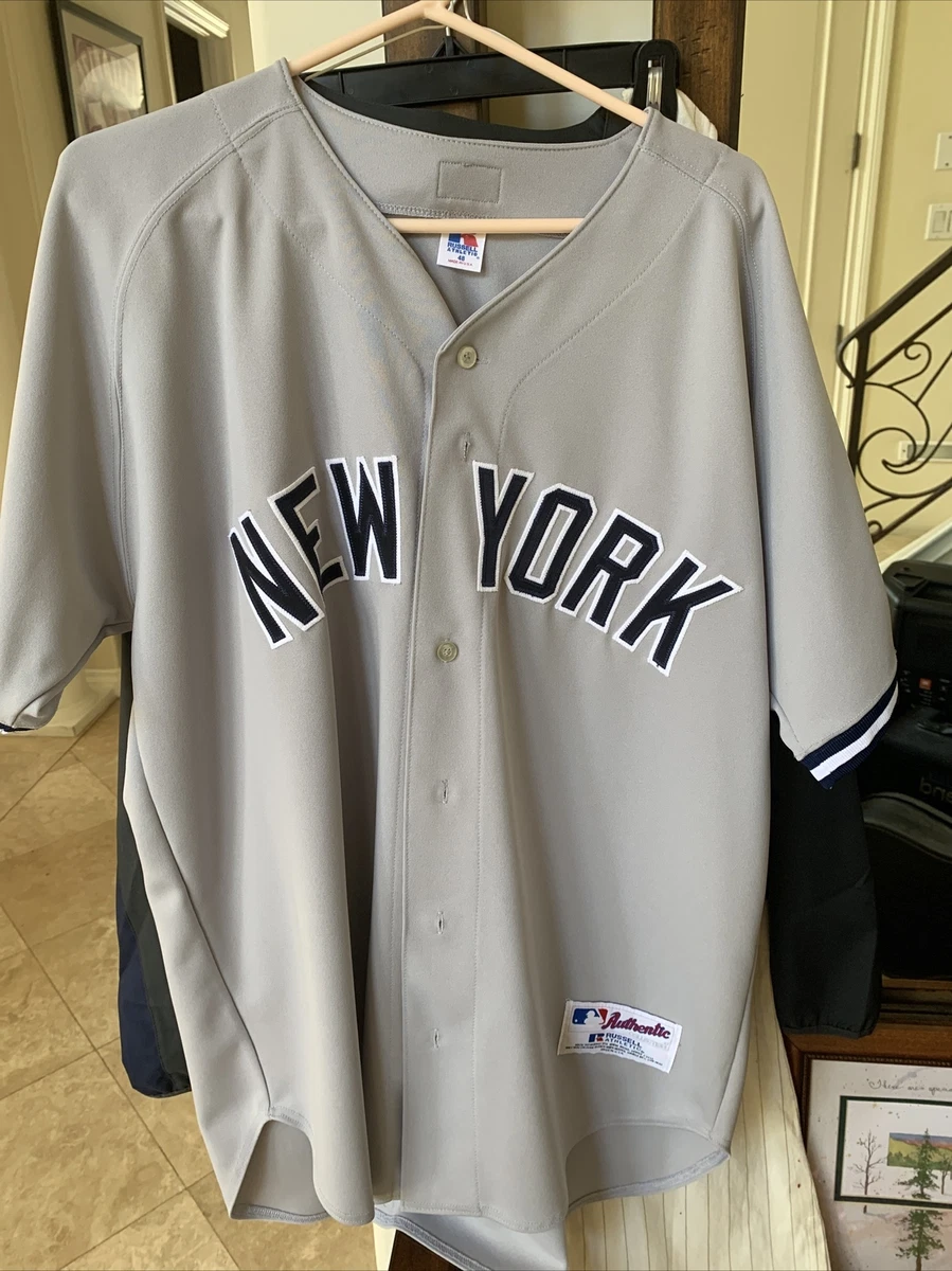 New York Yankee Grey away jersey 12 Russell authentic 48 100th