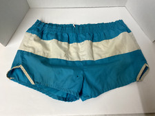 Vintage Swim Shorts Trunks Blue White Stripe B5
