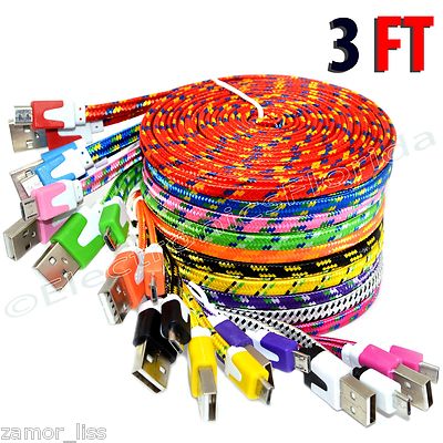 For Android Phones Braided Micro USB 2.0 Charging & Sync Charger Cord lot
