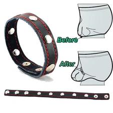 Leather-Male-Ball-Scrotum-Stretcher-Ring-Penis-Enhancer Delay-Ejaculation-Reuse