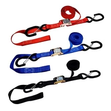 2 Pack 1" x 6' Cam Buckle Tie Down Strap w/ S Hook For Boat Motorcycle Bike