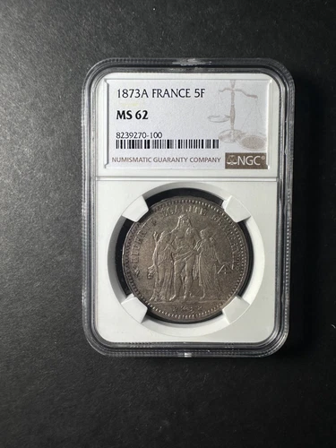 France silver 5 francs 1873 A uncirculated NGC MS62