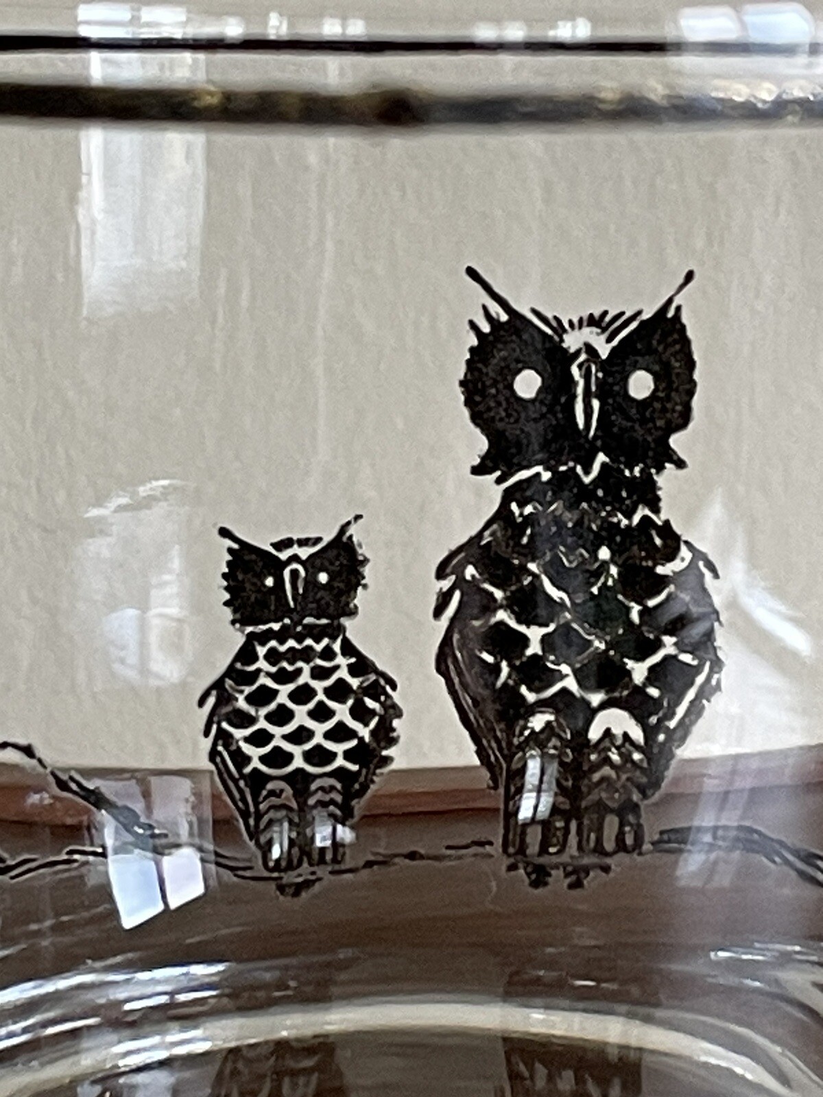 7 Vintage Culver Old Fashioned Owl Drinking Glasses 22K GOLD MCM