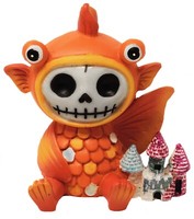 "Furrybones \"Gold Fish\" - Gothic Dekofigur Totenkopf"