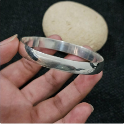 Thick Heavy Silver Chunky Bangle 925 Sterling Silver Women Birthday Bangle BK65