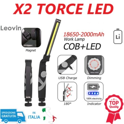 TORCIA LED MANUALE COB Bianca Luce UV Torce Flash Lampada Magnete - Foto 9