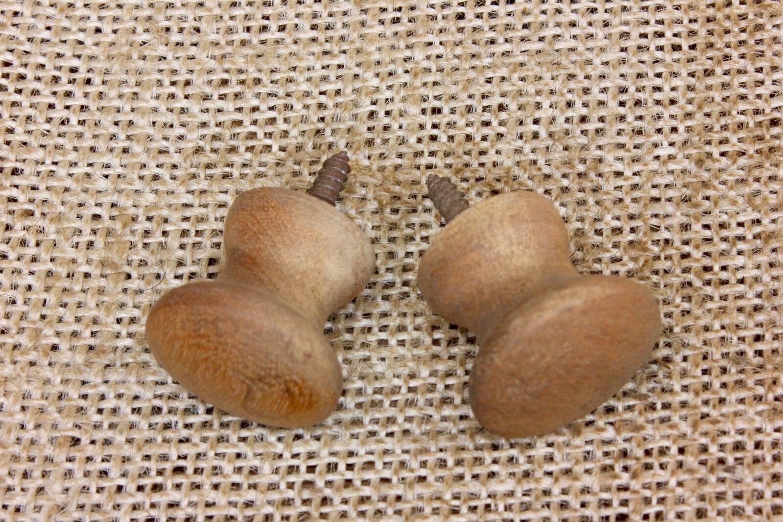 2 Old Wood Knobs Drawer Cabinet Vintage Door Pulls Rustic 3/4” Ready for Finish
