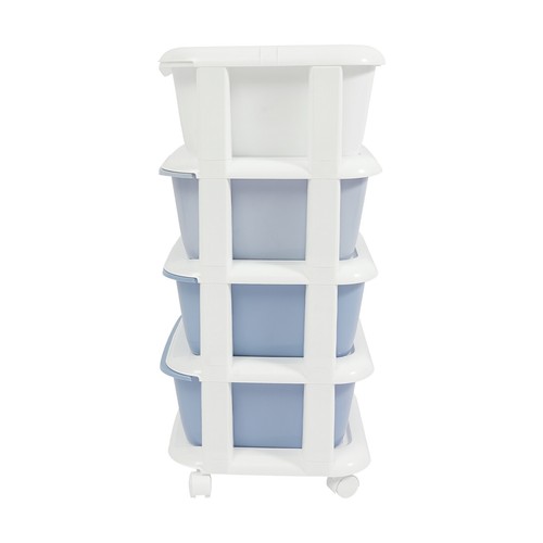 Scatola portaoggetti organizer sfumata 4 livelli blu sfumato con ruote spingibili - Foto 10 di 12