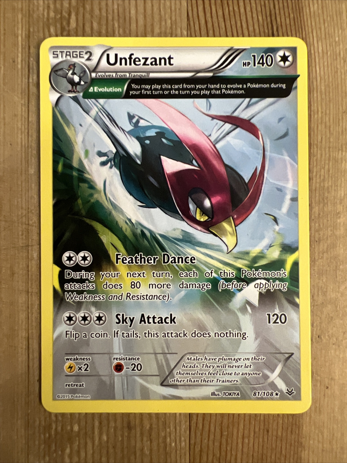 Pokemon TCG Unfezant 81/108 Rare XY Roaring Skies VLP
