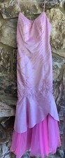 Prom Party Formal Dress Mermaid Gown Pink Bridal Size 6 Beaded Long