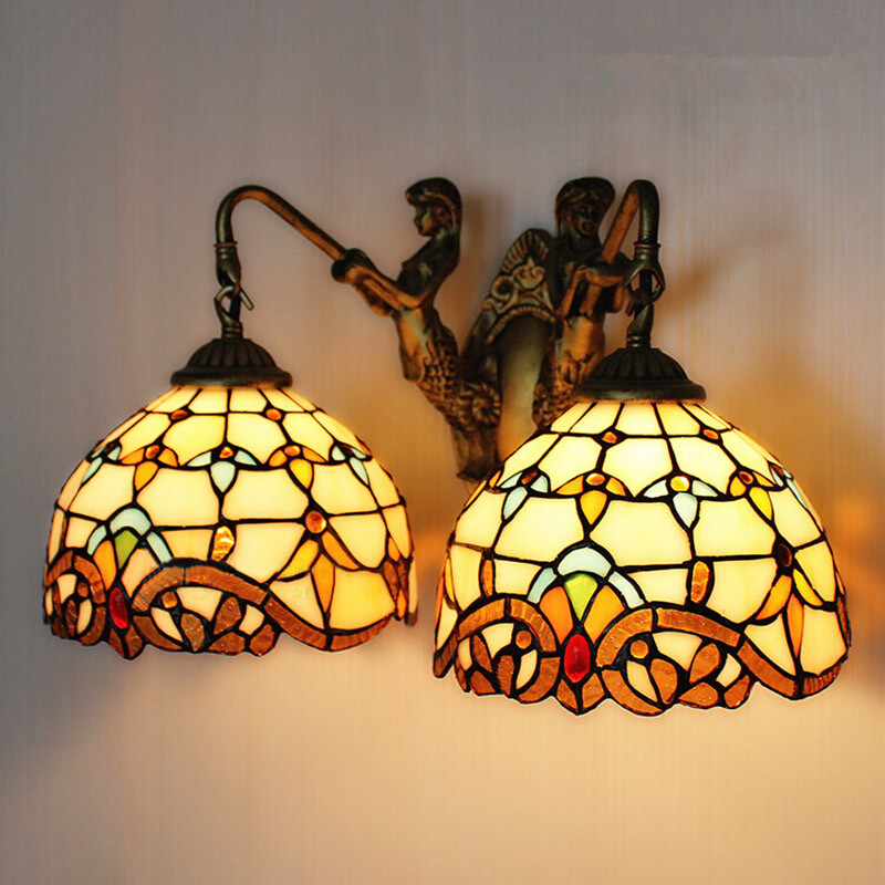 Baroque Stained Glass Vanity Lighting Modern Tiffany Wall Sconce Light