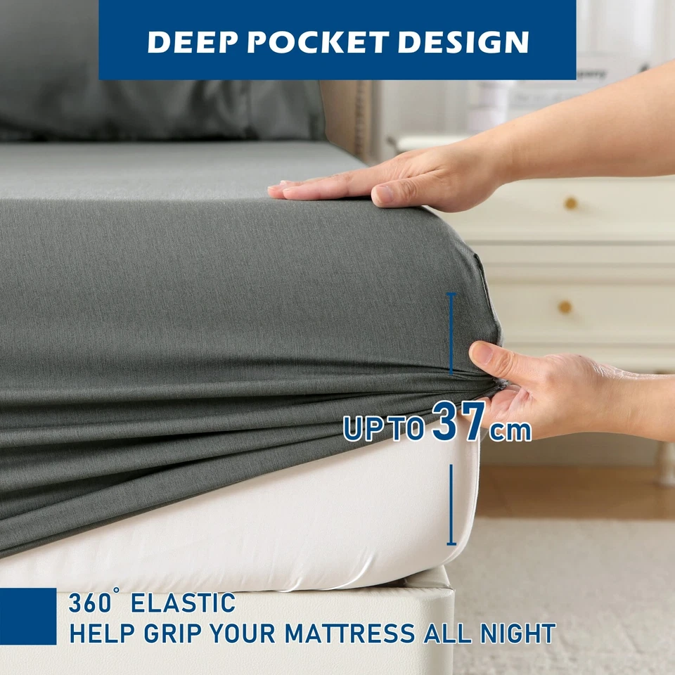 Hotel 2200TC 4 Pieces Cooling Bamboo Sheet set S/KS/Double/Queen/King/SK Bed - image 3 of 4