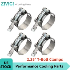 4 PCS T-Bolt Hose Clamps 301 Stainless Steel Hose Clamp 2.25" Hose ID 63-70mm
