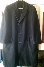 VTG Marshall Field Men’s 100% Mongolian Cashmere Long Black Coat Field De Luxe