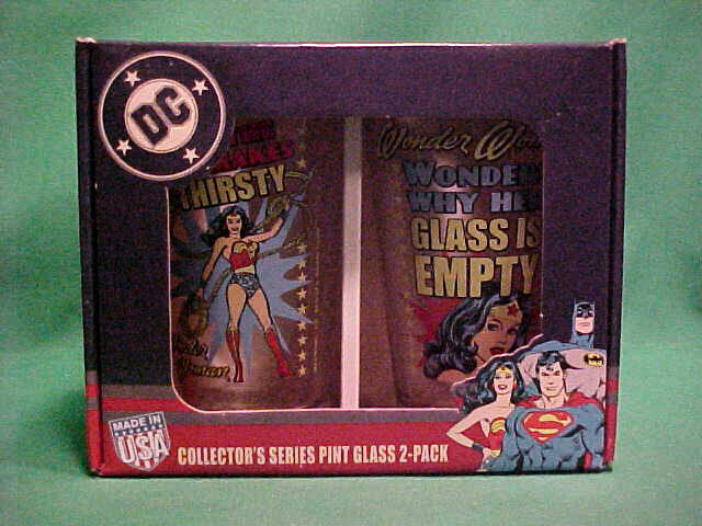 DC COLLECTOR'S SERIES PINT GLASSES ~ 2 PACK ~ WONDER WOMAN ~ NIB