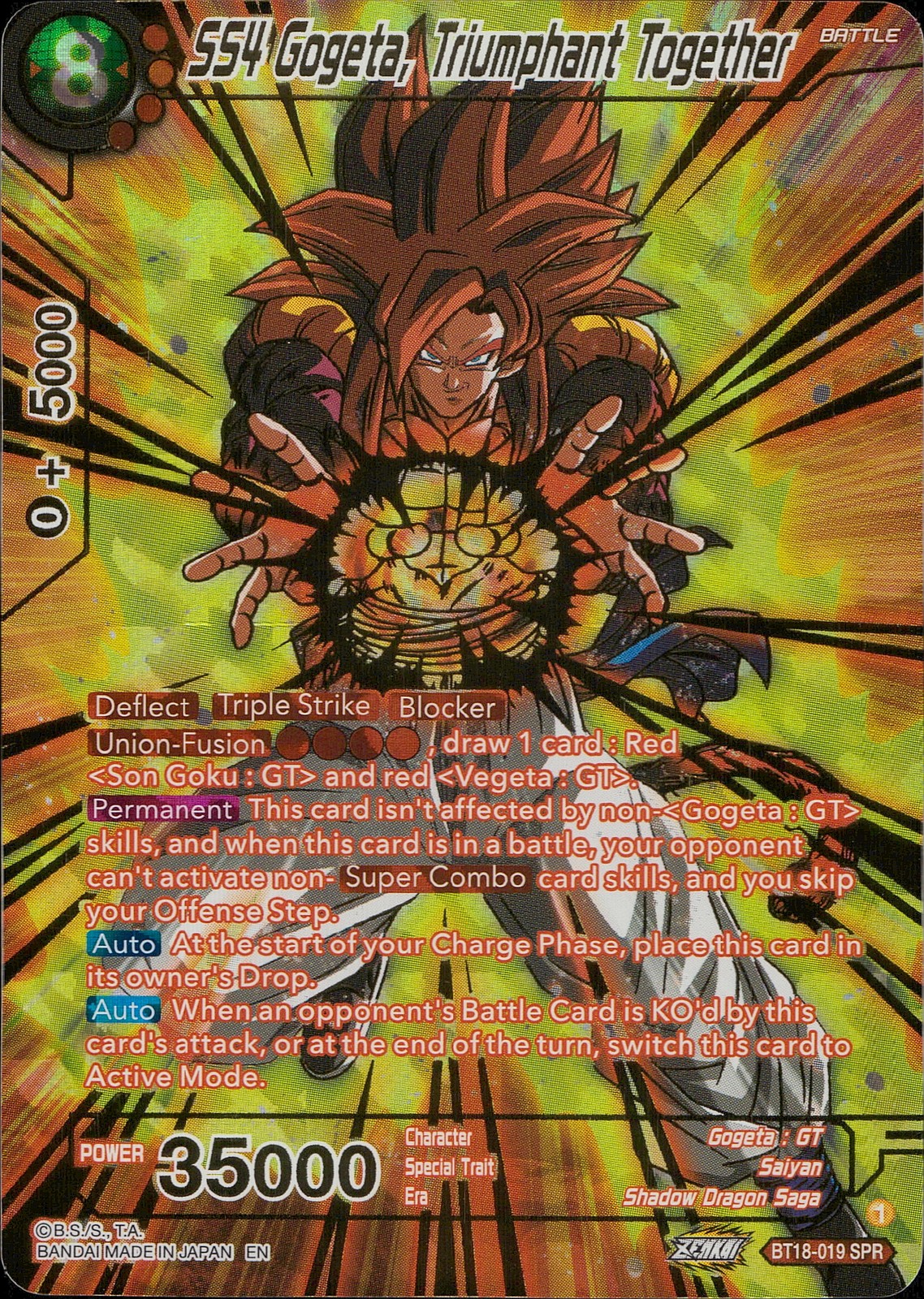 Dragon Ball Super Card Game Realm of the Gods SS4 Gogeta, Triumphant Together BT