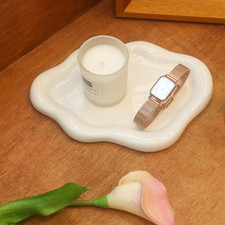 Ceramic Jewelry Tray Ring Dish Trinket Tray Vanity Organizer White