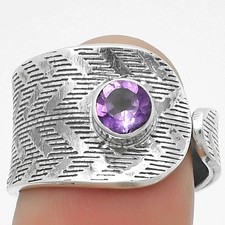 Adjustable Natural Amethyst Brazil 925 Sterling Silver Ring s.7 Jewelry R-1319