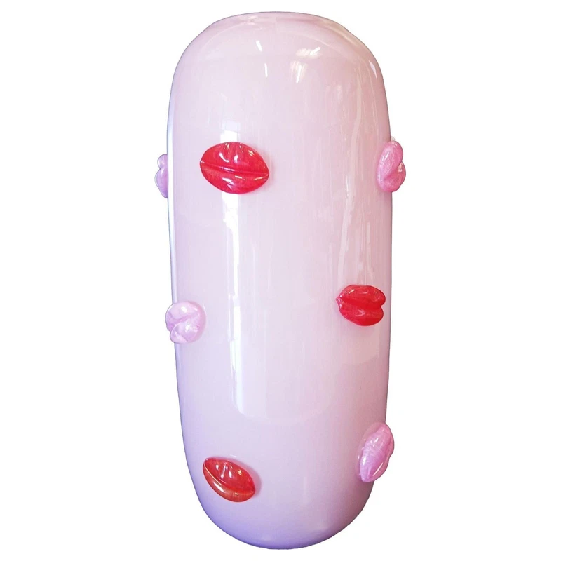 Vaso in Vetro Rosa con Bocche 22x22x46 cm Decorativo Moderno Soprammobile Fiori