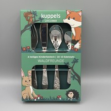 Kinderbesteck Waldfreunde Tiere Hase Igel Fuchs, Gravur „Nelya“, Neu (C18.1)