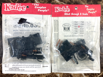 #ad Kadee G Scale 830 amp; 831 Coupler Lot NEW In Package Body Truck Mounted Gearbox $19.99