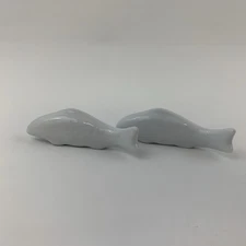 Miniature White Ceramic Porcelain Fish Figurines Set of 2