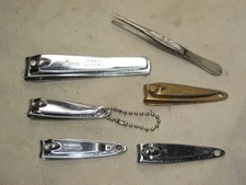5 vintage nail clipper lot Trim Clippers Deluxe Gem Hand Ground LaCross Tweezer