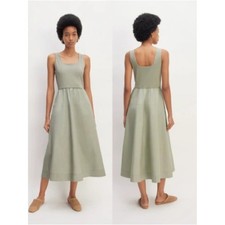 Everlane Supima Jersey Riviera Dress Sage Green Mixed Media Midi Medium Pockets