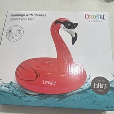 CocoNut Outdoor Flamingo with Shades Glitter Inflatable Pool Float 48in x 52in