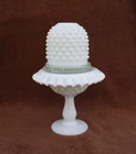 vintage Fenton pedestal hobnail milk glass three-piece fairy lamp