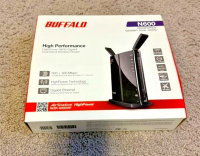 Buffalo Technology WZR-600DHP 600 Mbps 4-Port Gigabit Wireless Router (OPEN BOX)