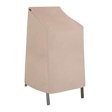 Chalet Stackable/High Back Bar Chair Cover - Weather-Resistant 1 Pack Beige