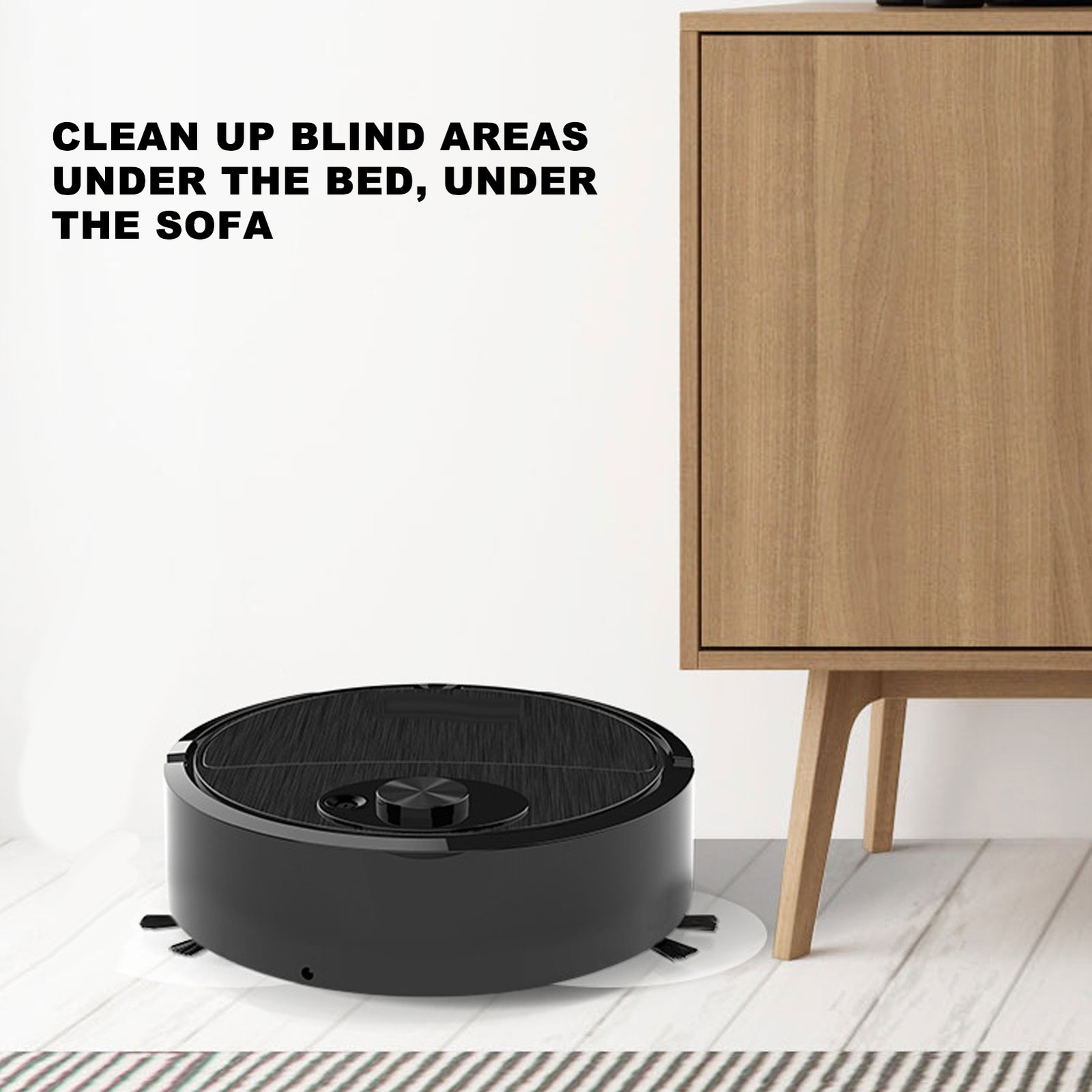 Robot Vacuum Cleaner Black Intelligent Sweeping Robot 3 In 1 Strong Suction