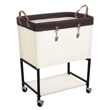 StorageWorks Laundry Cart, 2 Tier Rolling Laundry Basket, Heavy Duty Laundry