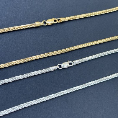 4 mm Weizenkette Halskette - echt massiv 925 Sterling Silber oder 14 Karat Gold Vermeil