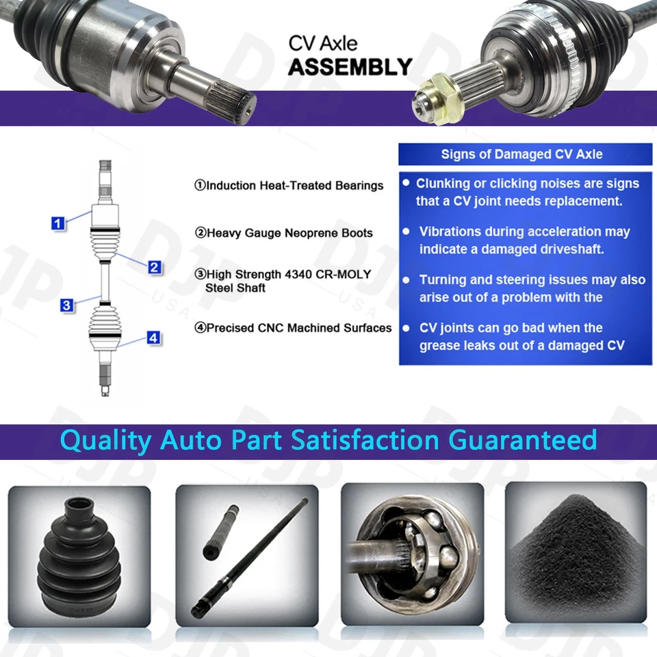 Front Driver & Passenger Pair CV Axle Shaft for Nissan D21 Pickup 4WD 1986-1993 - Image 3 of 4